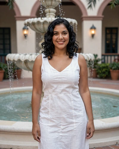 Sofia, verified LuxyMeet member in Coral Gables Mediterranean courtyard