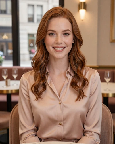 Naomi, verified LuxyMeet member at a Magnificent Mile Chicago cafe