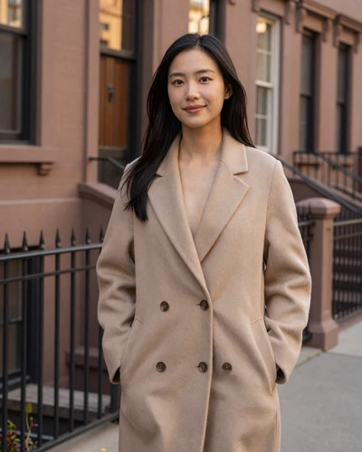 Anya, verified LuxyMeet member walking Brooklyn Heights in New York