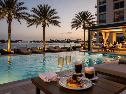 Lake Nona rooftop lounge Orlando luxury date venue at twilight