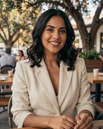 Valeria, verified LuxyMeet member at Alamo Heights San Antonio cafe terrace