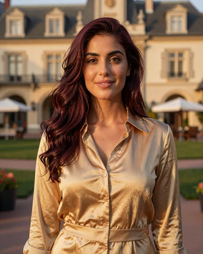 Eliana, verified LuxyMeet member at Biltmore resort courtyard at sunset