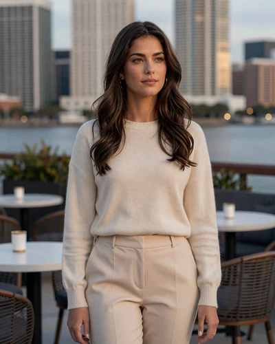 Lucia, verified LuxyMeet Tampa member at Channelside rooftop bar at dusk