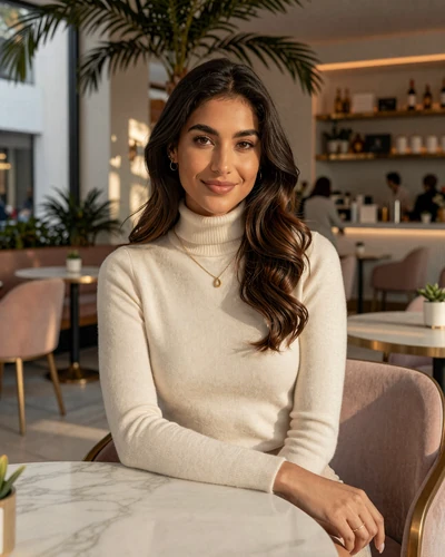 Isabella, verified LuxyMeet sugar baby member, fashion publicist from Miami at boutique cafe