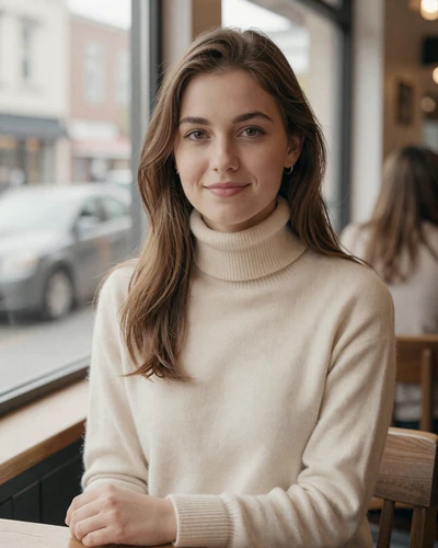 Isabella, verified LuxyMeet member at Tribeca cafe in New York