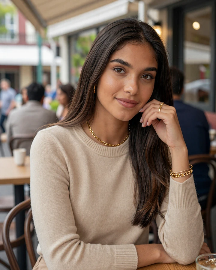 Camila, verified LuxyMeet member at Pearl District cafe, sugar baby San Antonio luxury lifestyle