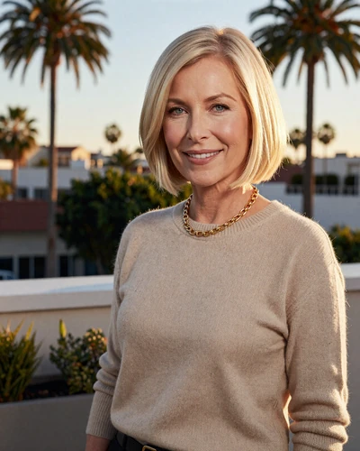 Genevieve, verified LuxyMeet member, film producer from Los Angeles on Beverly Hills terrace