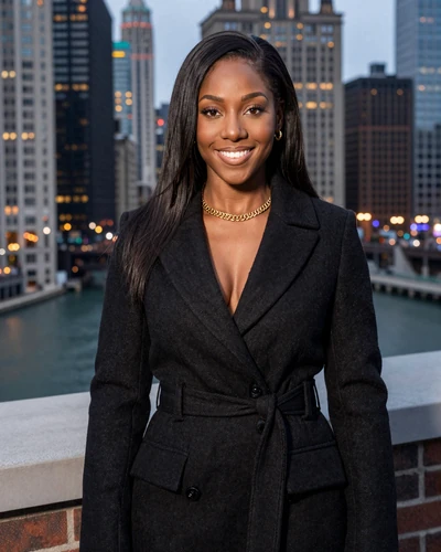 Camille, verified LuxyMeet member on River North Chicago rooftop